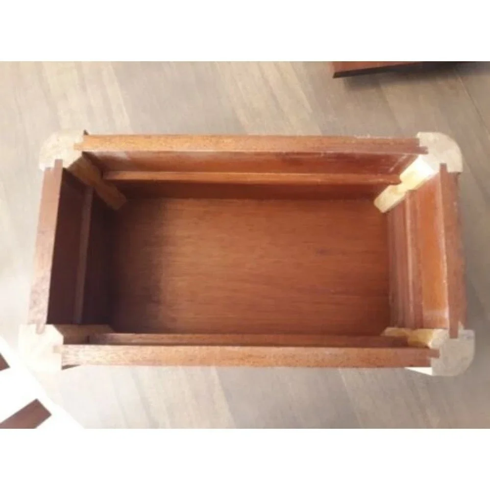 Wood Jewelry Trinket Box with Tray and Photo Insert Keepsake